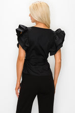 Wrap Top With Cap Sleeves - Black