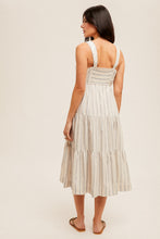 Hem & Thread Sweetheart Buttonfront Striped Tiered Midi Dress