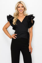 Wrap Top With Cap Sleeves - Black