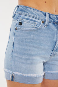 KANCAN HIGH RISE SINGLE FOLD DENIM SHORTS - LIGHT