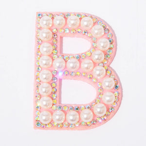 2 Inch Pearl Rhinestone Letters Adhesive Stickers - Pink