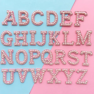 2 Inch Pearl Rhinestone Letters Adhesive Stickers - Pink
