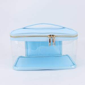 Waterproof Clear PVC Zipper Toiletry Cosmetic Bag With Handle - Assorted Colors