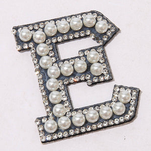 2 Inch Pearl Rhinestone Letters Adhesive Stickers - Black