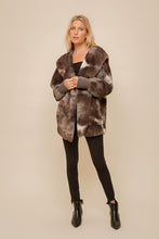 SOFT AND COZY TIE DYE FUR OPEN JACKET - SAGE/GREY