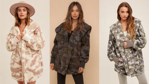 CAMO PRINT FUR OPEN JACKET - ASSORTED COLORS