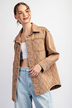 QUILTED BUTTON DOWN JACKET - DENIM OR CAMEL