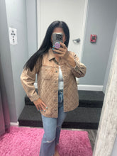 QUILTED BUTTON DOWN JACKET - DENIM OR CAMEL