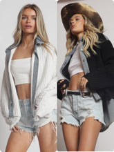 Denim Knit Mix Match Jacket - Black or Off White