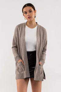 OPEN FRONT CARDIGAN - BLACK OR COCOA