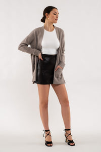 OPEN FRONT CARDIGAN - BLACK OR COCOA