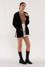 OPEN FRONT CARDIGAN - BLACK OR COCOA