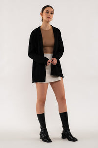 OPEN FRONT CARDIGAN - BLACK OR COCOA