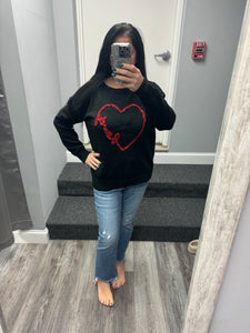 Howdy Heart Sweater - Black or Pink