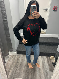 Howdy Heart Sweater - Black or Pink