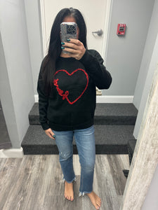 Howdy Heart Sweater - Black or Pink