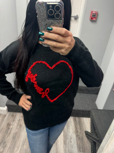 Howdy Heart Sweater - Black or Pink