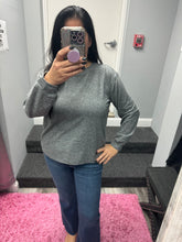 SOFT MELANGE HACCI ROUND NECK LONG SLV TEE - BLACK OR HEATHER GREY