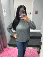 SOFT MELANGE HACCI ROUND NECK LONG SLV TEE - BLACK OR HEATHER GREY