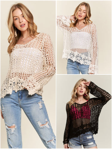 EVERYDAY CROCHET TOP - BLACK, BEIGE and WHITE
