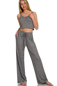 SOFT MELANGE HACCI WIDE PANTS - BLACK OR LIGHT GREY