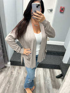 OPEN FRONT CARDIGAN - BLACK OR COCOA