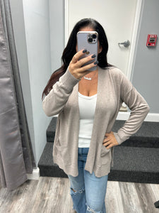 OPEN FRONT CARDIGAN - BLACK OR COCOA