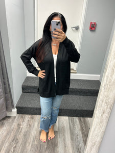 OPEN FRONT CARDIGAN - BLACK OR COCOA