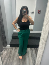 HIGH WAIST FLARE PANTS - PINE GREEN