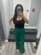 HIGH WAIST FLARE PANTS - PINE GREEN