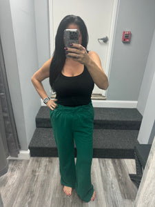 HIGH WAIST FLARE PANTS - PINE GREEN