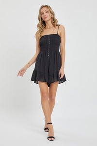 SMOCKED ROMPER - BLACK OR TAUPE