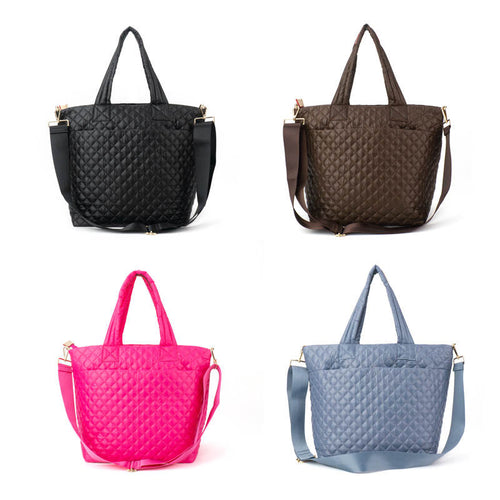 Quilted Nylon Large Puffer Crossbody- Assorted Colors