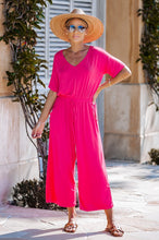 SHORT SLEEVE JERSEY JUMPSUIT - BLACK OR FUCHSIA