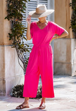 SHORT SLEEVE JERSEY JUMPSUIT - BLACK OR FUCHSIA