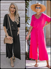 SHORT SLEEVE JERSEY JUMPSUIT - BLACK OR FUCHSIA