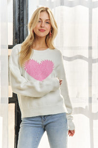 HEART PATTERN SWEATER TOP - IVORY