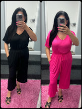 SHORT SLEEVE JERSEY JUMPSUIT - BLACK OR FUCHSIA