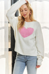 HEART PATTERN SWEATER TOP - IVORY