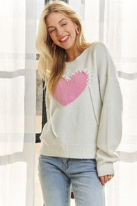 HEART PATTERN SWEATER TOP - IVORY