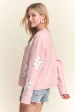 LUREX EDGE FLOWER COMFY SWEATER TOP - PINK