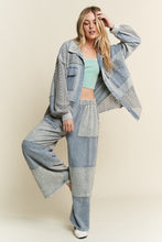 Mineral Washed Lace color block Shacket Jacket - Silver Grey