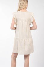 Pintuck Detail Solid Linen Mini Dress - Oatmeal, Sage or Sky
