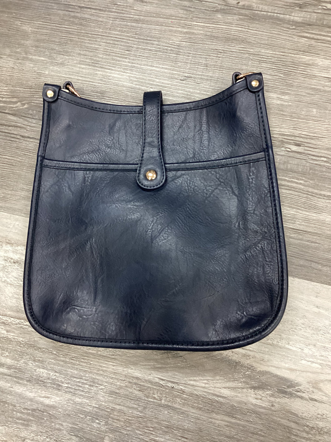 Navy Vegan Leather Messenger Bag