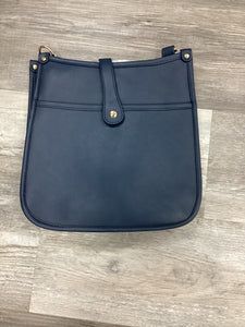 Navy Vegan Leather Messenger Bag