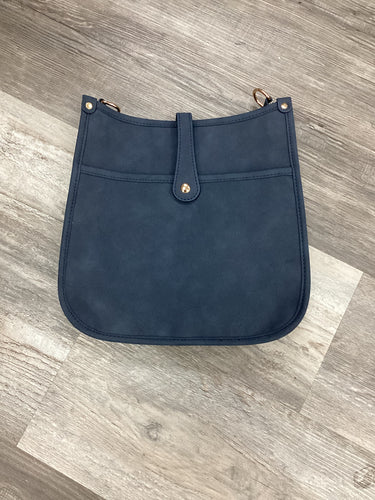 Navy Nubuck Suede Vegan Messenger