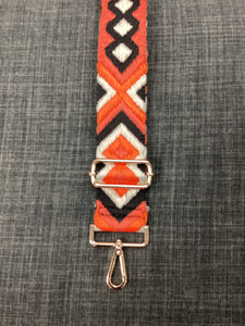 AZTEC BAG STRAP- Orange/White/Black Mix - Gold hardware