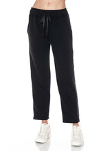 ARIELLA STRAIGHT LEG PANT W/ PLEATHER DETAIL IN SCUBA - BLACK