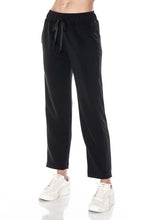 ARIELLA STRAIGHT LEG PANT W/ PLEATHER DETAIL IN SCUBA - BLACK