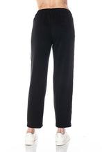 ARIELLA STRAIGHT LEG PANT W/ PLEATHER DETAIL IN SCUBA - BLACK